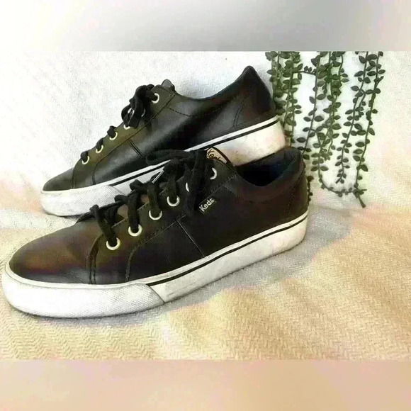 Less Jump Kick Duo Black Leather Lace Up Tennis Shoes Size 11 - Picture 3 of 7